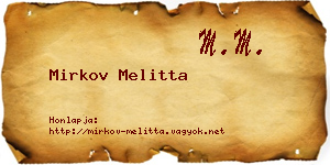 Mirkov Melitta névjegykártya